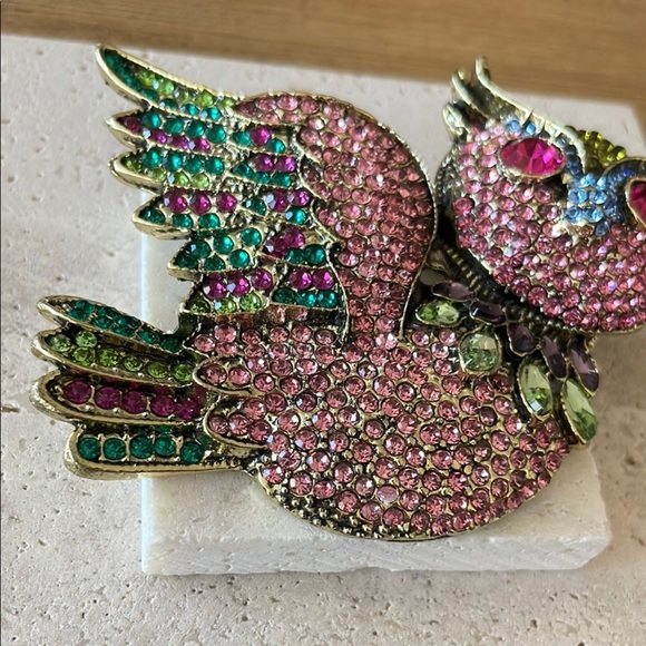 Colorful Crystal Owl Brooch